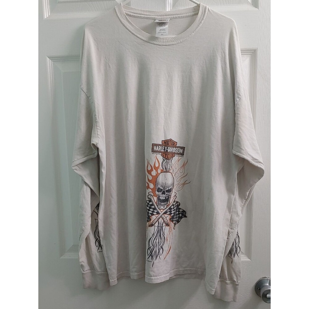 Vintage Y2K Harley Davidson T Shirt Unisex 2XL White Long Sleeve Streetwear Tee
